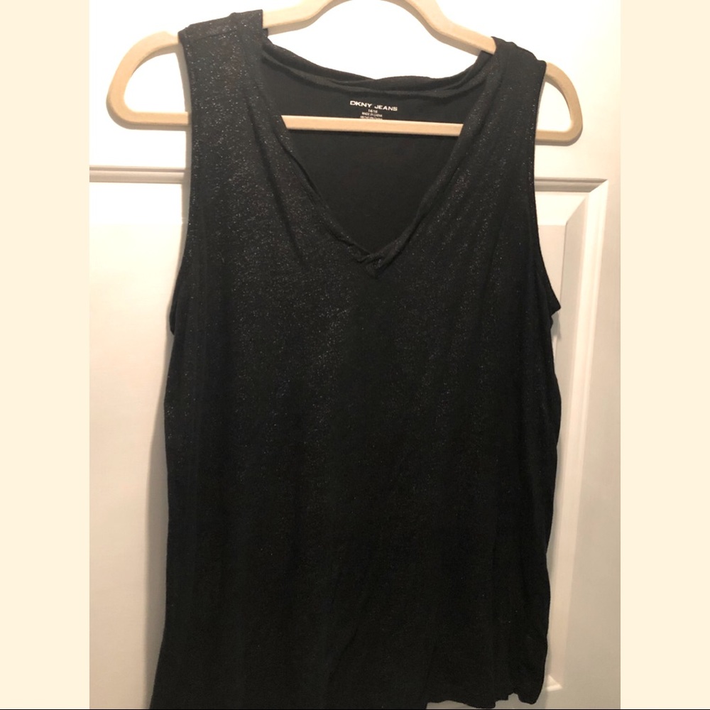 DKNY sleeveless shimmer sparkle tank top - black